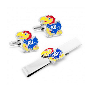 Kansas University Jayhawks Cufflinks and Tie Bar Gift Set